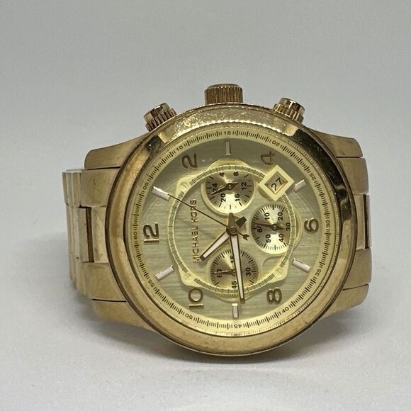 Michael Kors Runway MK8077 Men's Gold Stainless Steel Analog Dial Watch HME73 - Picture 6 of 11
